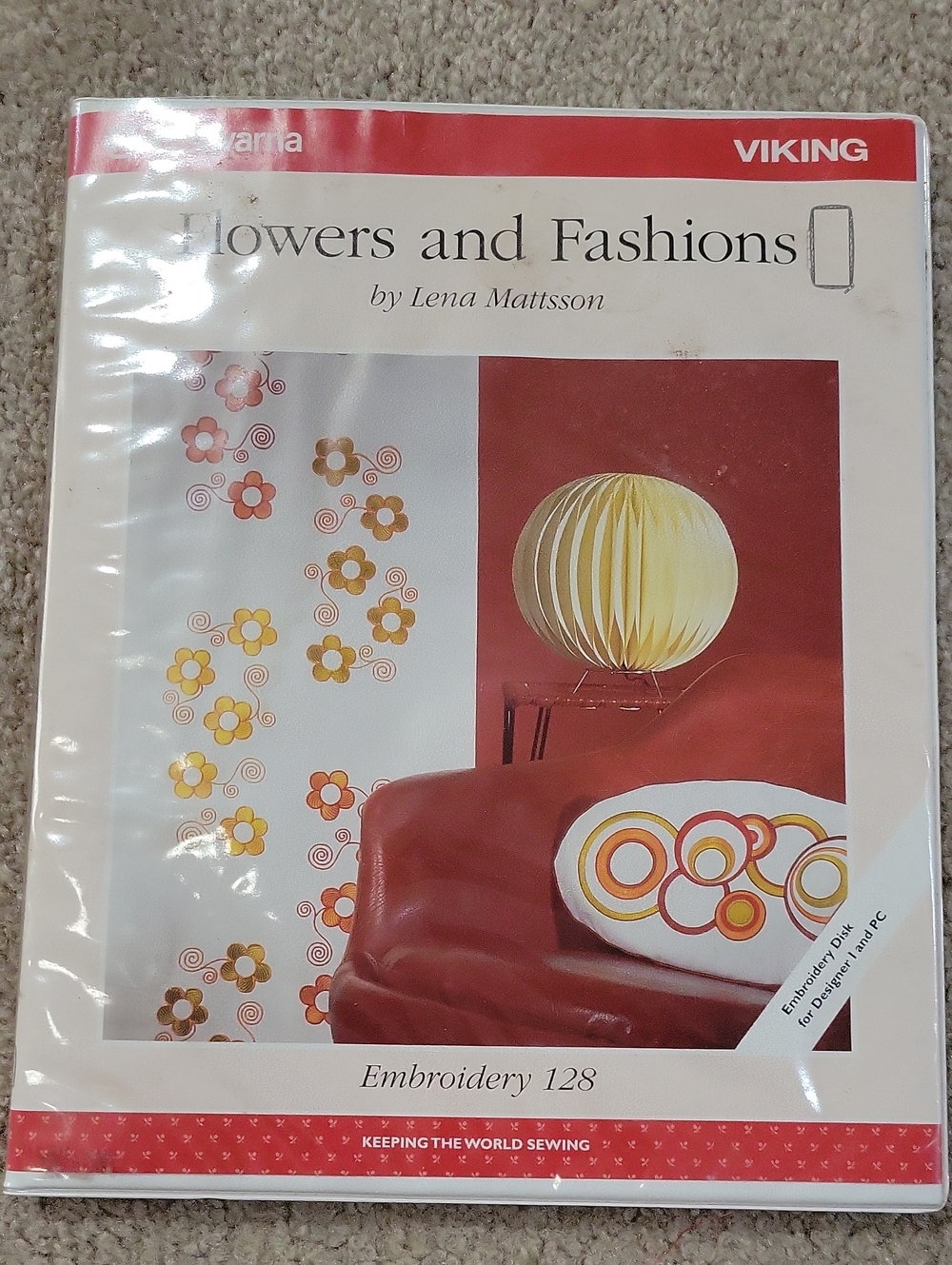 Viking 'Flowers and Fashions' Embroidery Pattern with Yellow & Red Accents